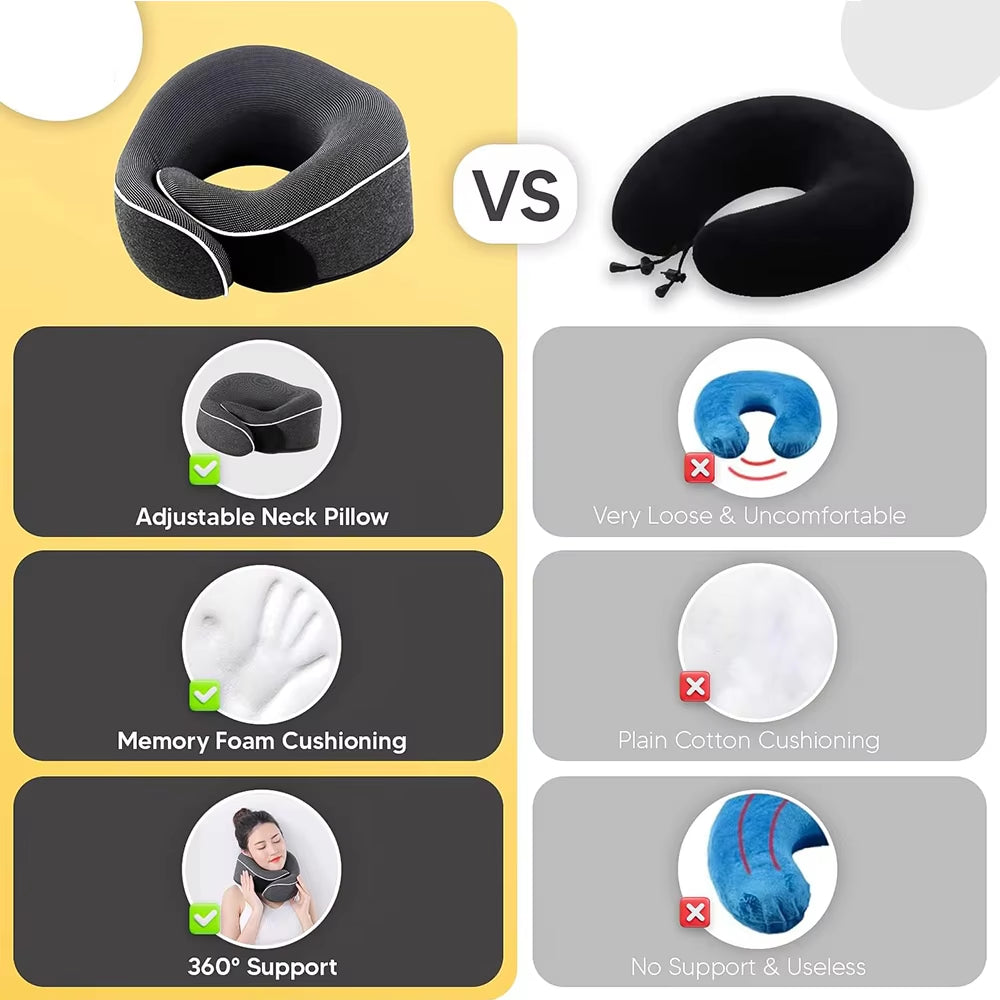 Memory Foam Neck Pillow Cervical Vertebra Travel Portable Noon Break Aircraft U Type of Pillow Sleep Camping Pillow Carry Bag