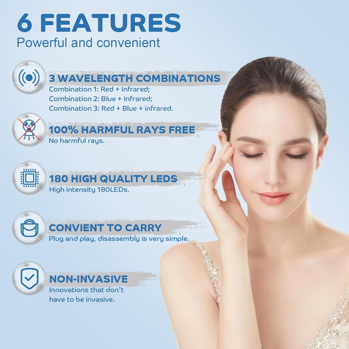 Red Light Therapy for Body, 180 Leds Red and Blue Light Therapy Lamp with Tripod, 3-In-1 Chip Designed 415Nm＆660Nm＆850Nm Infrared Light Therapy for Face