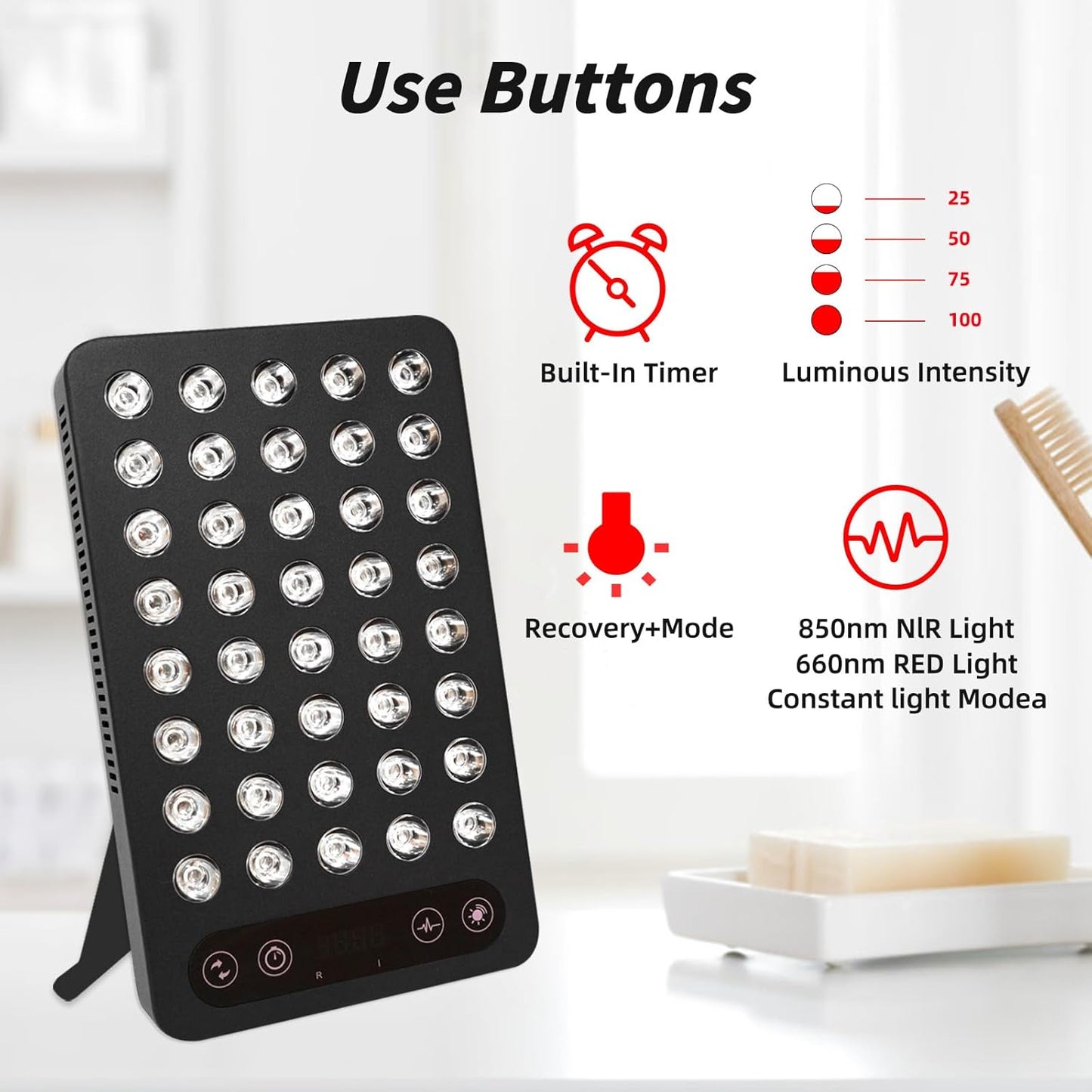 Red Light Therapy for Body,Red Light Panel 660Nm 850Nm, Built in Timer,40 Leds,200W High Power Panel Used to Promote Sleep, Improve Body, Relieve Muscle Fatigue-Red Light Therapy for Face